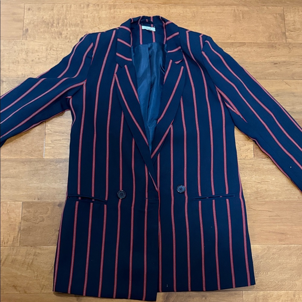 Ardene Navy Blazer with Red Stripes